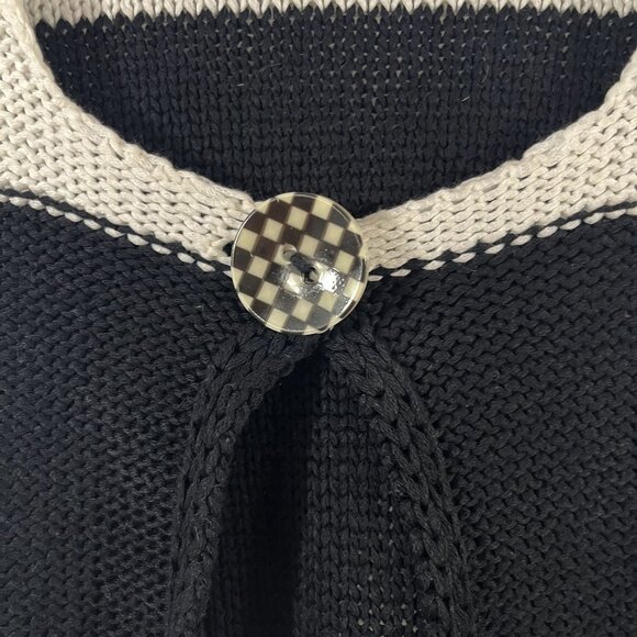 Cartise Black & White Checkered Print Knit Cardigan Sweater - Size Small - Picture 3 of 7